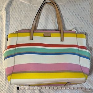 Beautiful Kate Spade Diaper Bag in spring stripes. Can be used as a work tote.